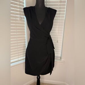 Cinq à Sept Black Mini Wrap Dress